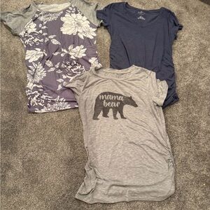 Gray and Blue Graphic Maternity T-Shirts
